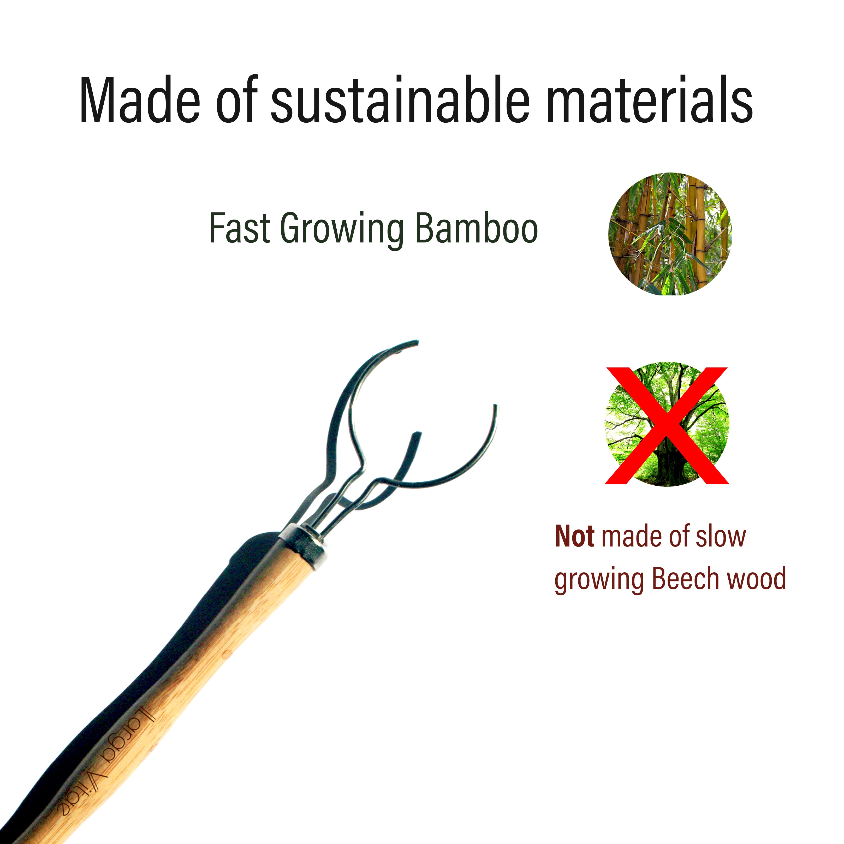 thin wooden dish brush handle made of fast-growing bamboo instead of slow growing beech wood