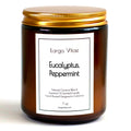 Eucalyptus peppermint coconut wax candle in amber glass jar non-toxic essential oil blend